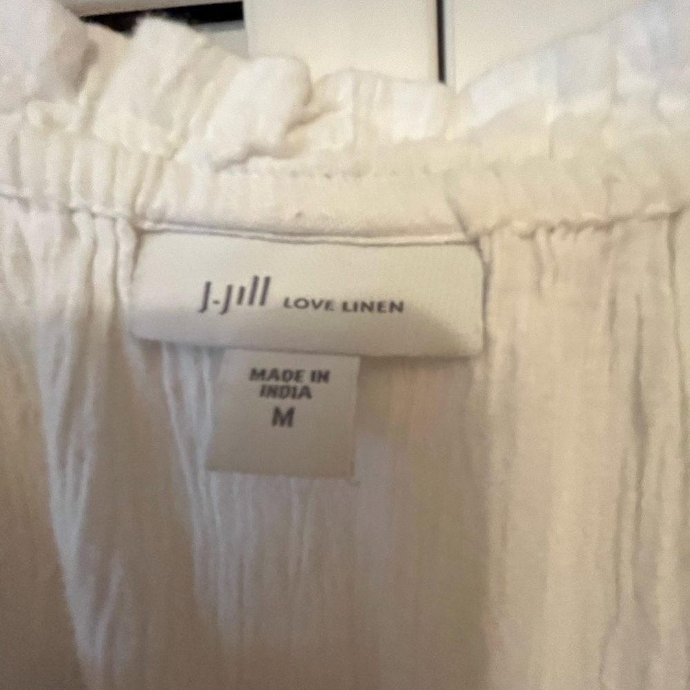 J Jill Crinkle White Love Linen Tunic - Size M - Picture 5 of 7